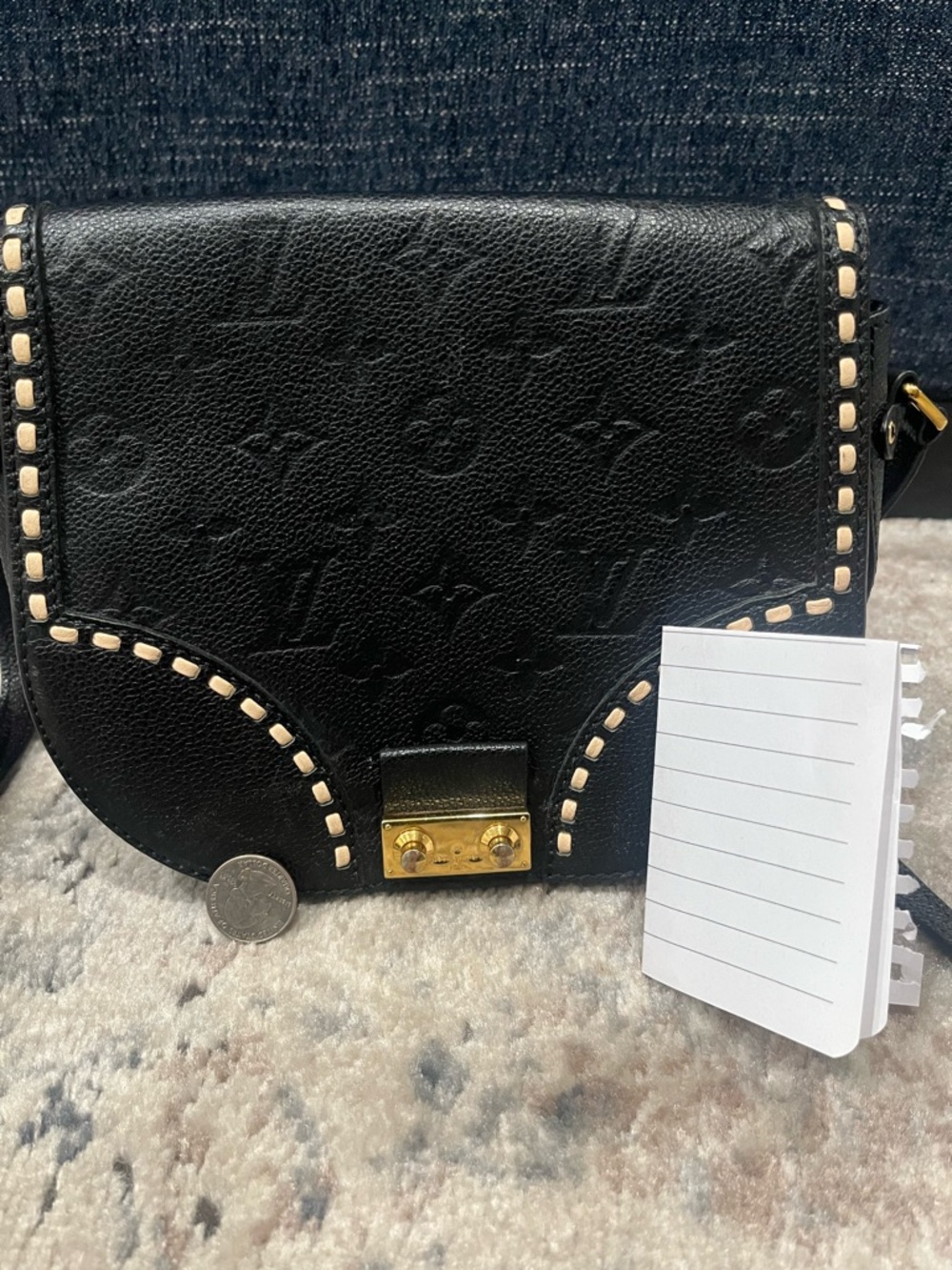 Louis Vuitton Black Leather Crossbody with Gold-Tone Studs - Picture 10 of 10